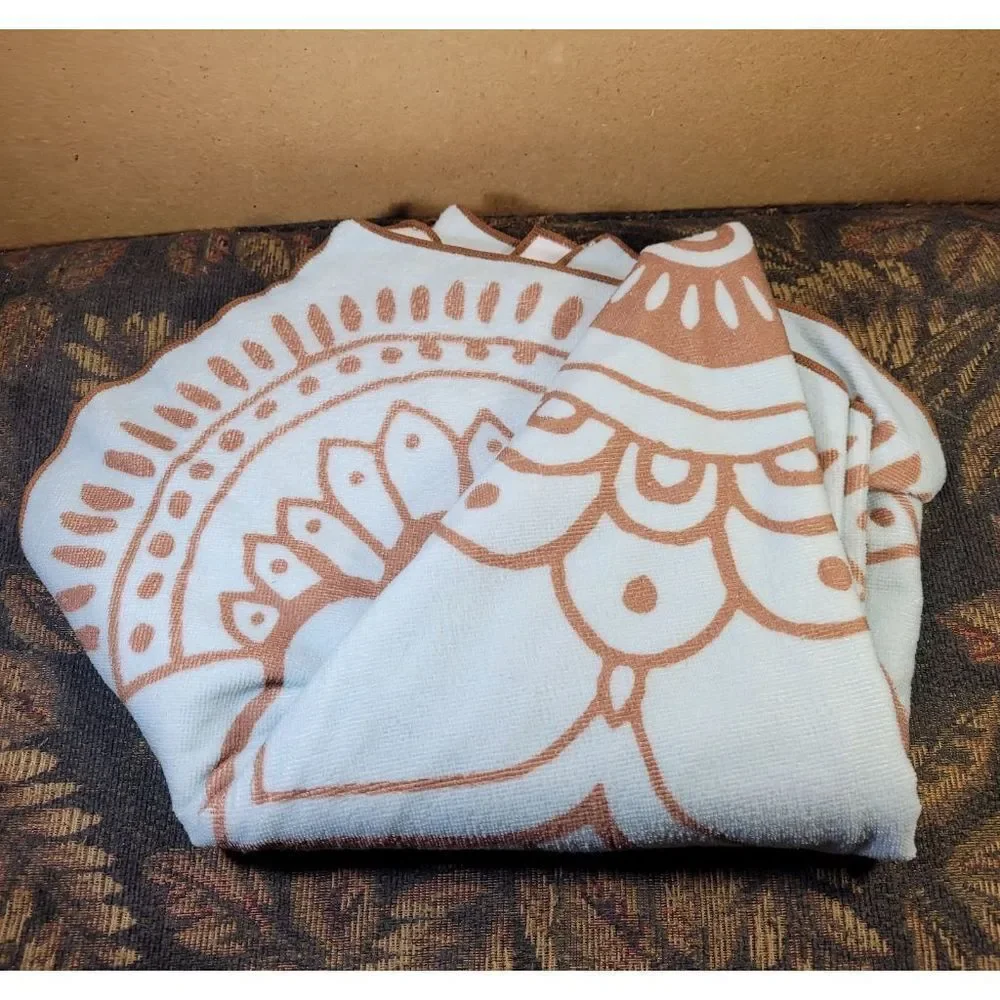 ViX Paula Hermanny Lotus Blue and Brown Beach Towel